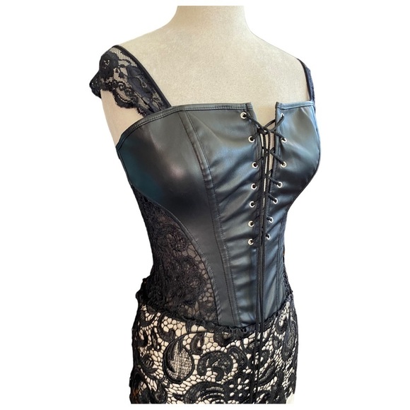 CORSET W/LACE DETAILING FULL ZIP BACK ADJUSTABLE STRAPS SZ LG - Picture 10 of 13